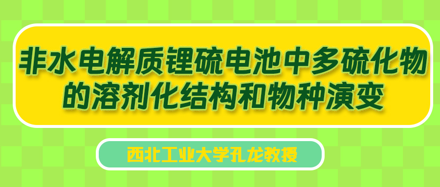 西北工业大学孔龙教授：非水电解质锂硫电池中多硫化物的溶剂化结构和物种演变